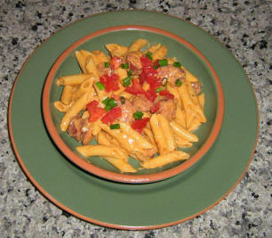 Penne with Cajun Hot Links by Bean from pastatherapy.com