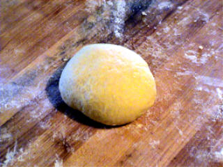 Pasta dough should have a silky sheen after kneading.